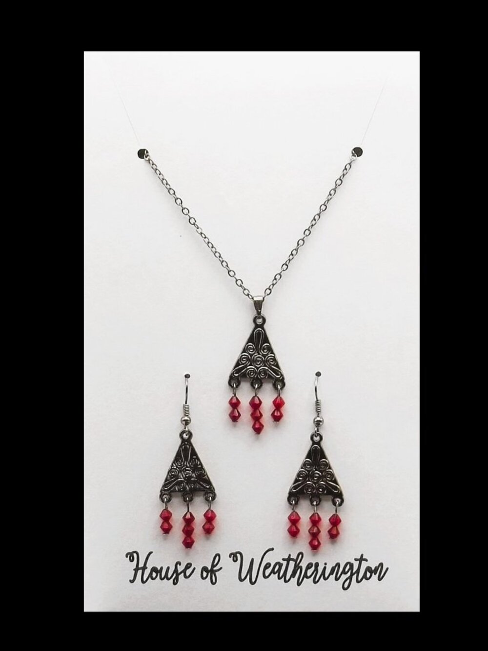 Handcrafted Vintage Inspired Beaded Chandelier Necklace & Earrings Set